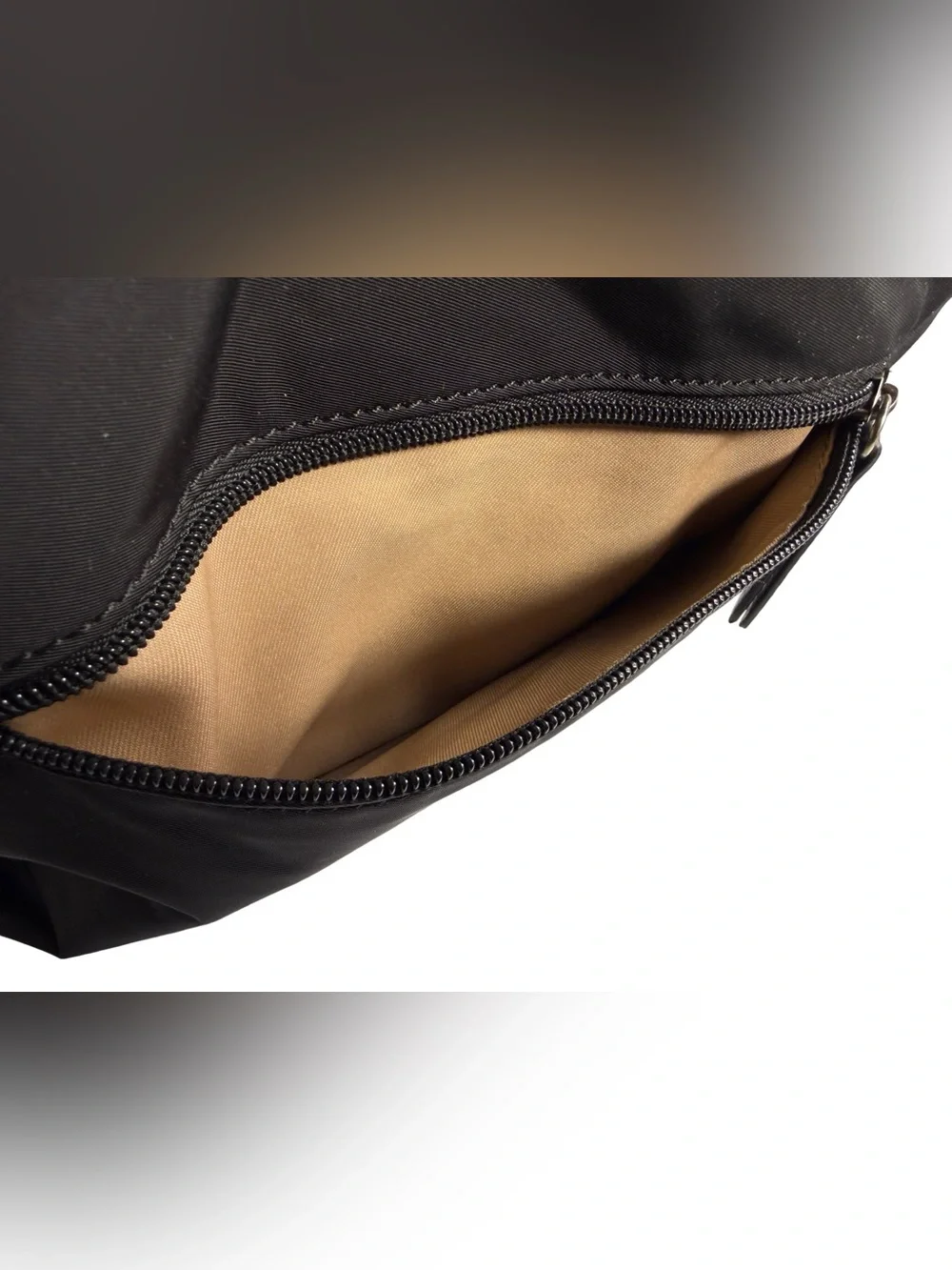 Black Nylon Crossbody Bag with Multiple Zipper Pockets